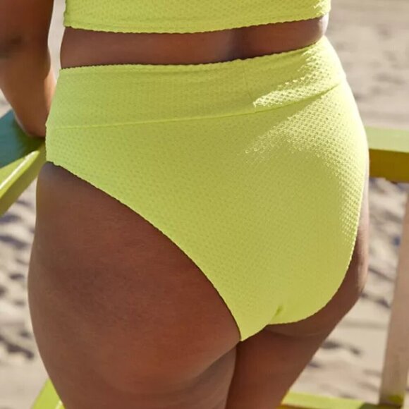 Aerie Jacquard Crossover High Cut Cheeky Bikini Bottom Light Blue Size XXL NWT - Picture 5 of 7